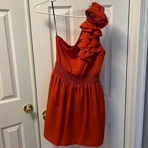 Coral one shoulder cocktail dress, size S